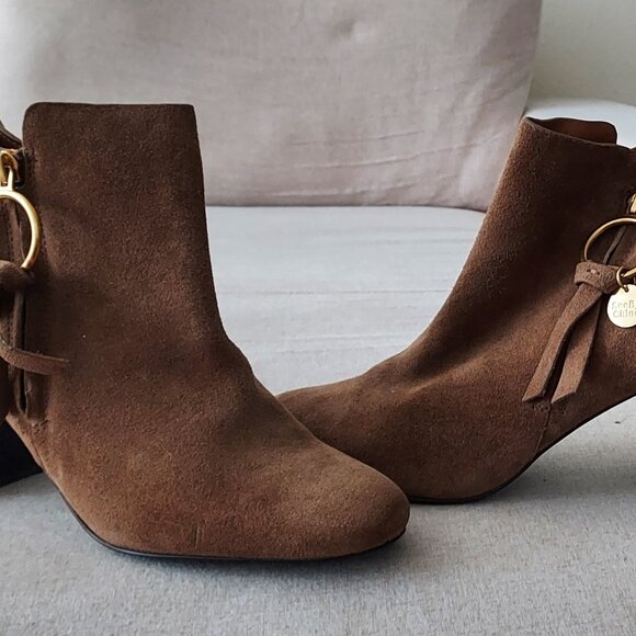 Woman Brown booties upper suede - Picture 3 of 6